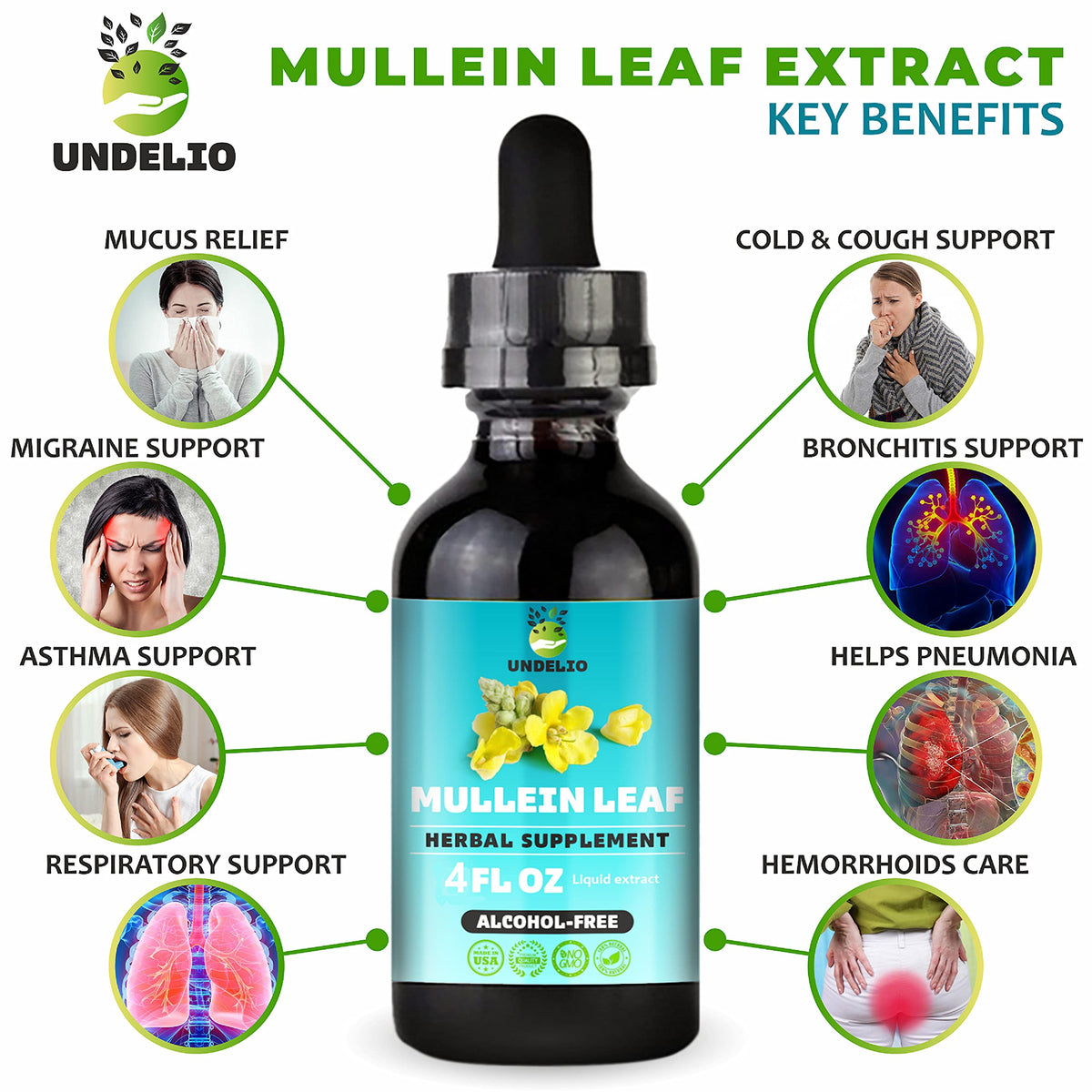 Undelio Herbal Mullein Leaf Extract Tincture - 4 fl. Oz - image 2