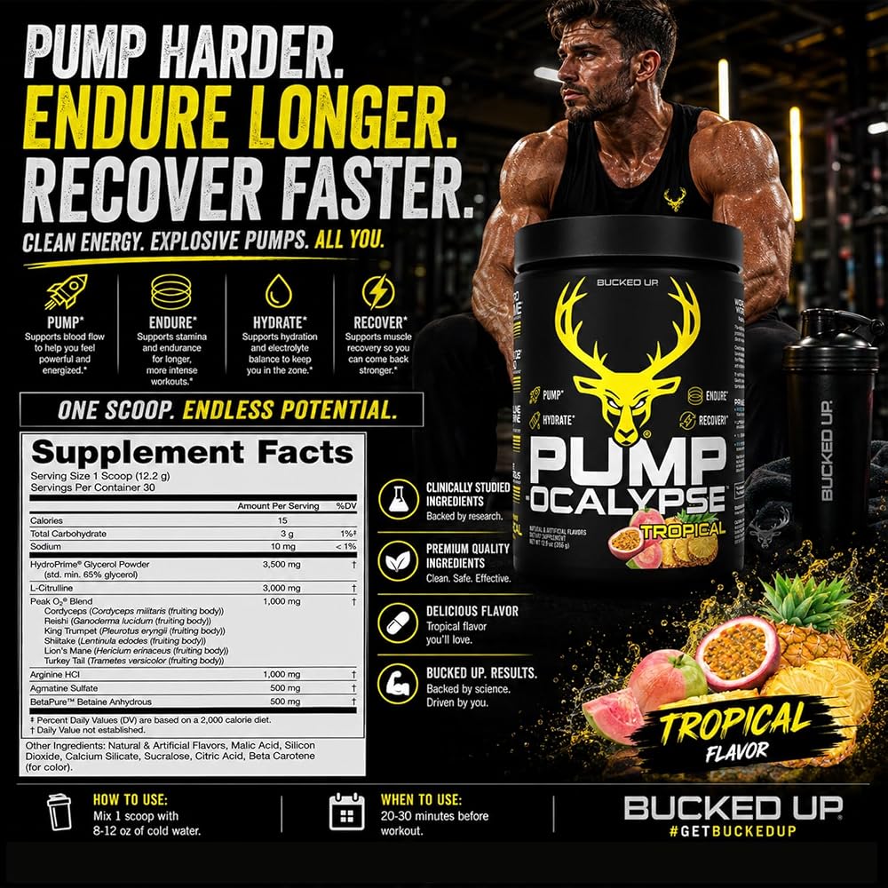 Bucked Up Pump-ocalypse Tropical Nitric Oxide Booster - 12.9 oz - image 7