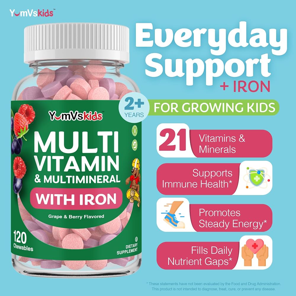 YUM-V'S Kids Multivitamin with Iron, 21 Vitamins & Minerals - 120 Chewables - image 3