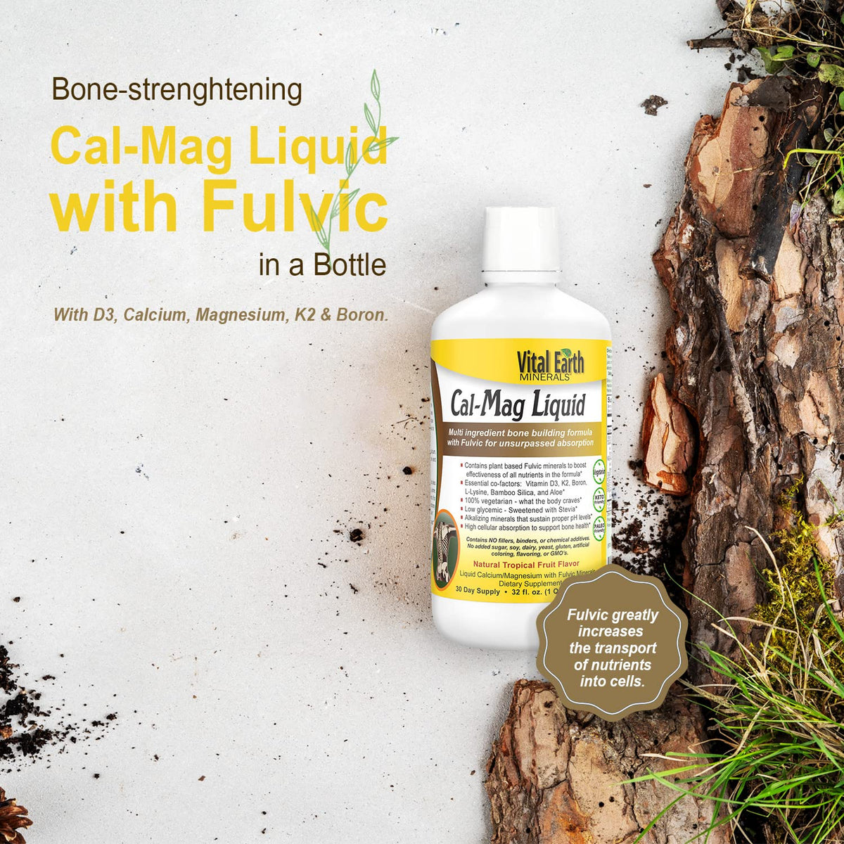 Vital Earth Minerals Cal-Mag Liquid Calcium Magnesium - 32 Fl Oz - image 5
