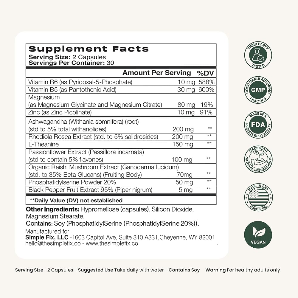 The Simple Fix Cortisol Balance Supplement Stress Support - 60 Capsules - image 4