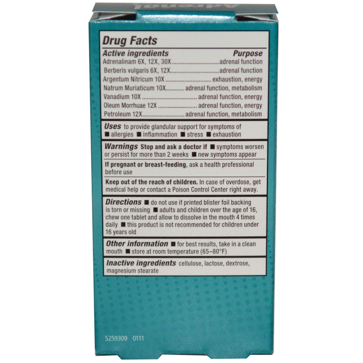 Quilom NaturalCare Adrenal Support Homeopathic Tablets - 60 Count - image 2