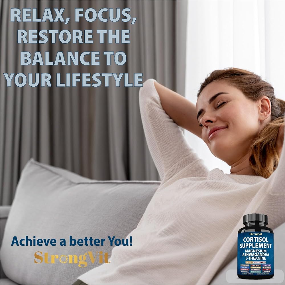StrongVit Cortisol Supplements for Women and Men with Magnesium
