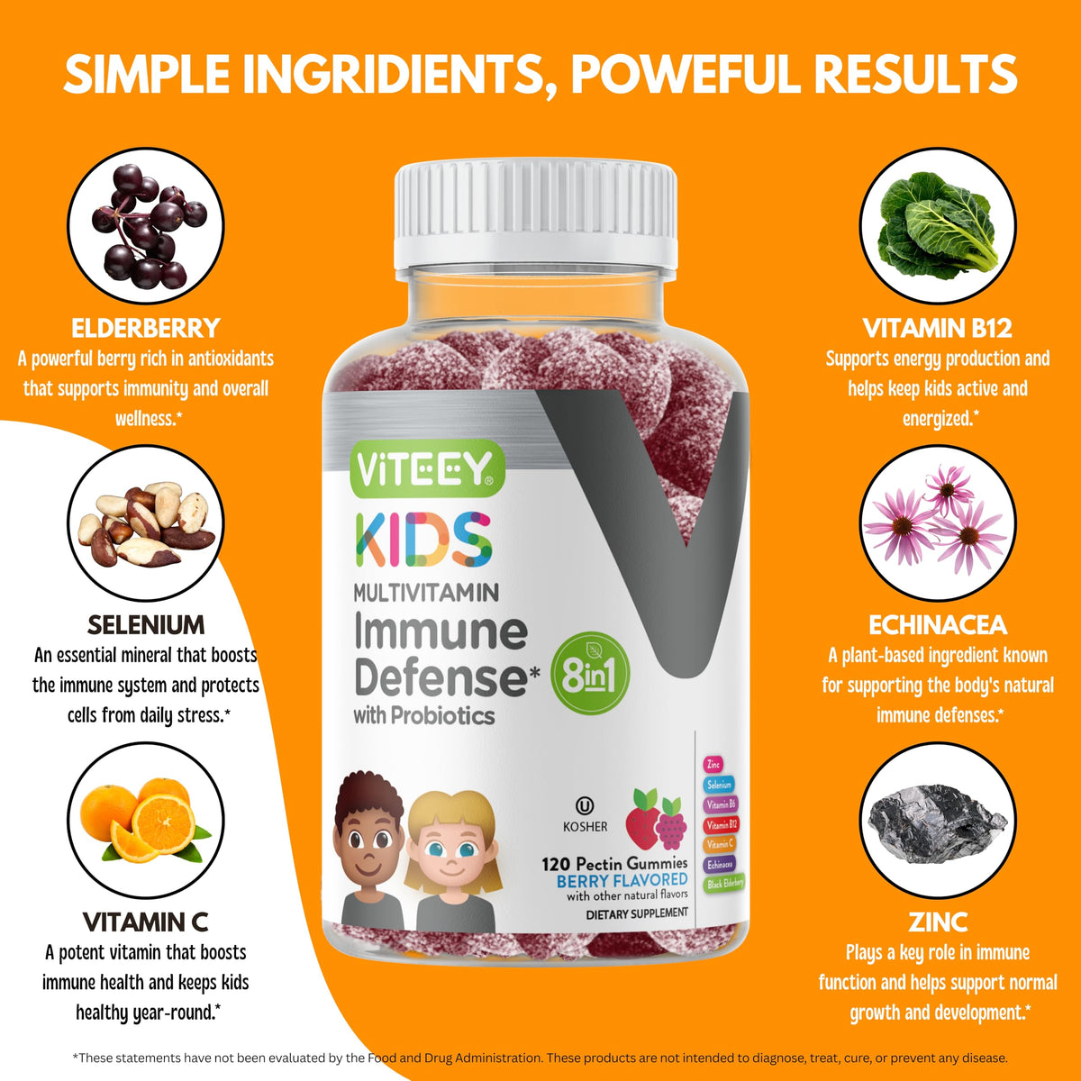 Viteey Kids Multivitamin Gummies with Probiotics - 120 Gummies - image 4