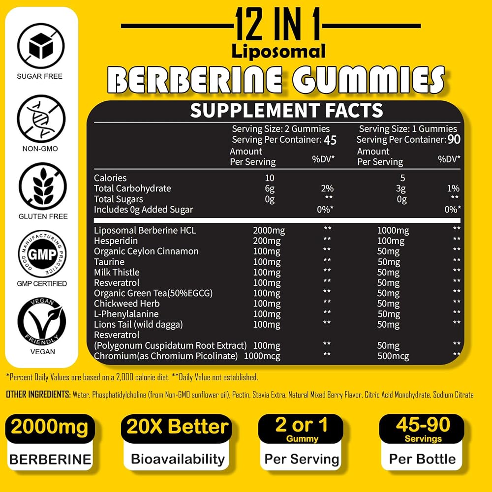 Cymixy8 Berberine HCL Liposomal Gummies AMPK Activator - 90 Count - image 2