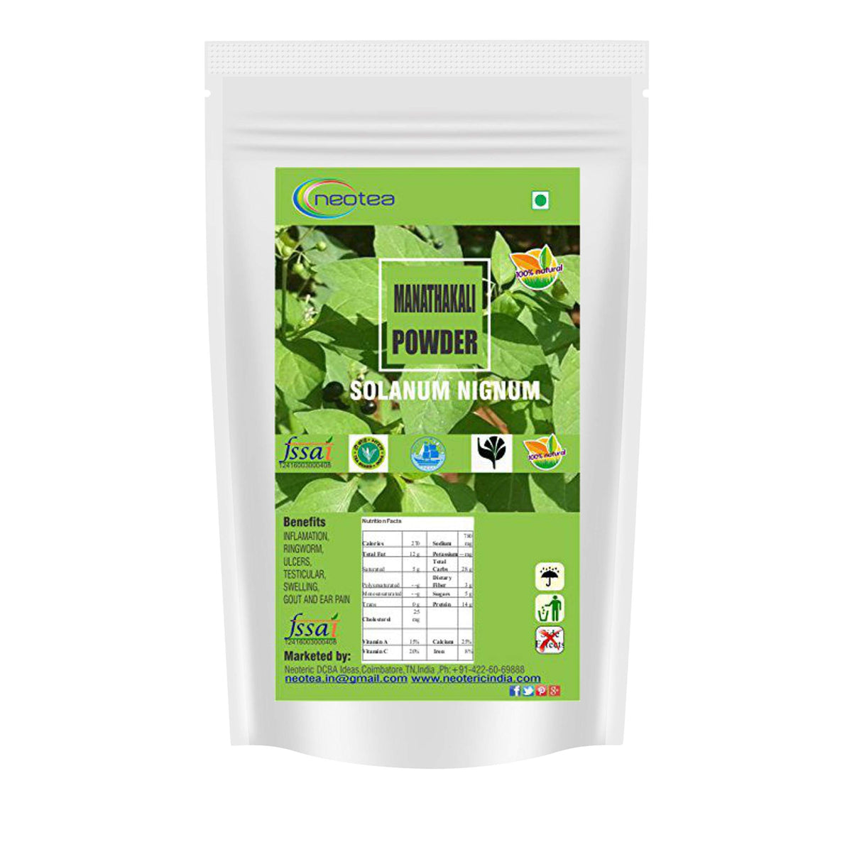 neotea Manathakkali Leaf Powder Herbal Supplement - 300g