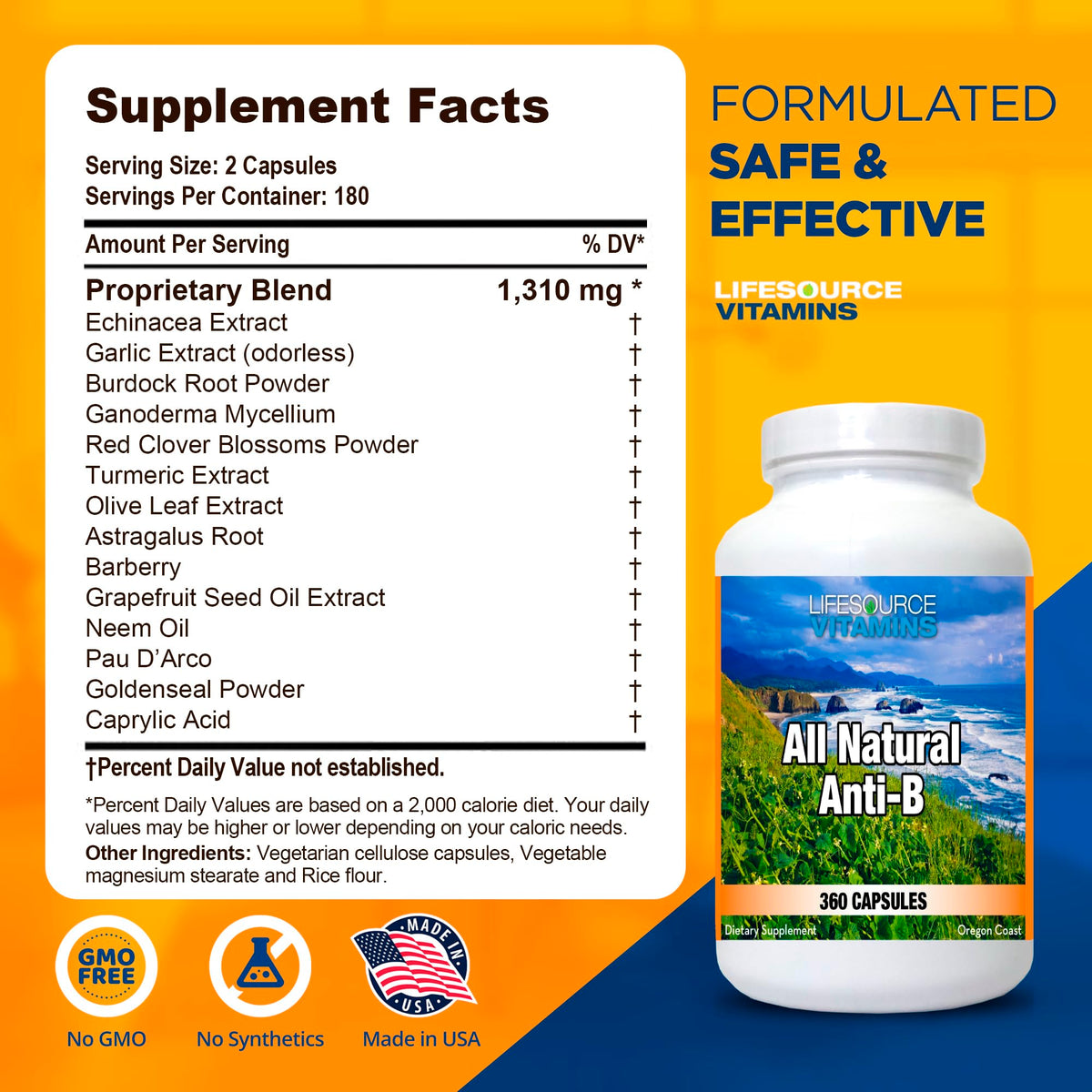 LifeSource Vitamins Anti-B Immune Support - 360 Capsules - image 2