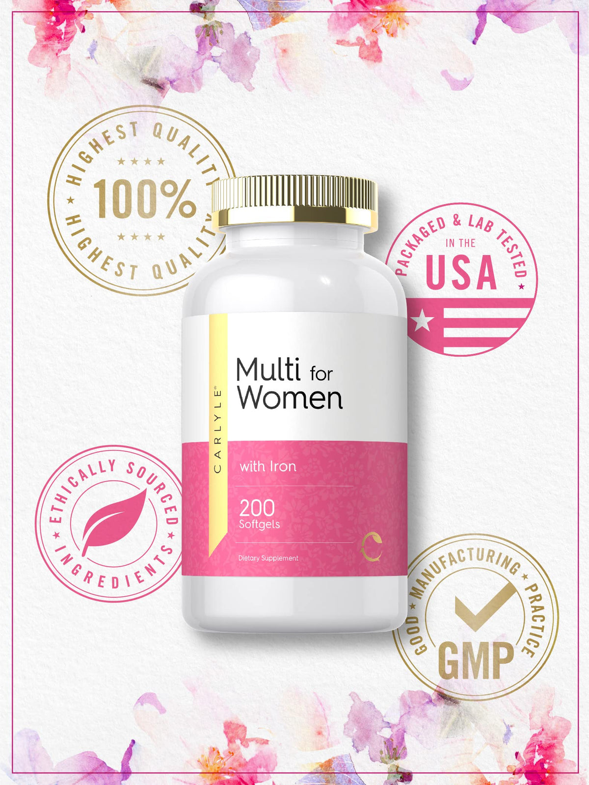 Carlyle Multivitamin for Women with Iron - 200 Softgels - image 5