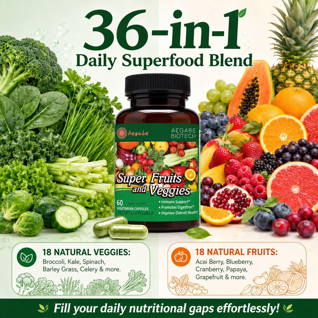 aegabe Super Fruits & Veggies Supplement - 60 Capsules - image 2