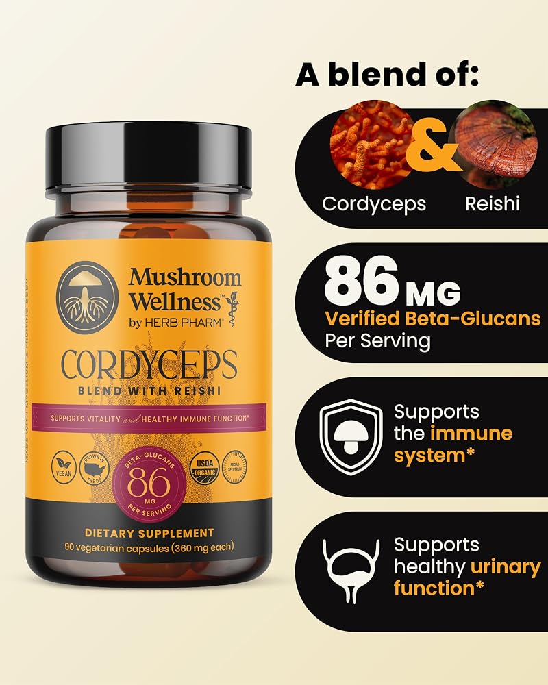 Herb Pharm Mushroom Wellness Cordyceps Blend with Reishi - 90 Capsules - image 2