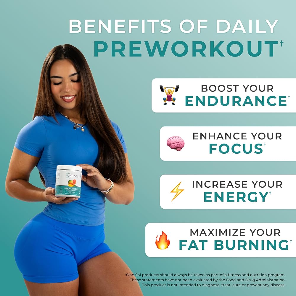 One Sol Women's Pre-Workout Powder for Energy, Mango Guava - 20 Servings - image 3
