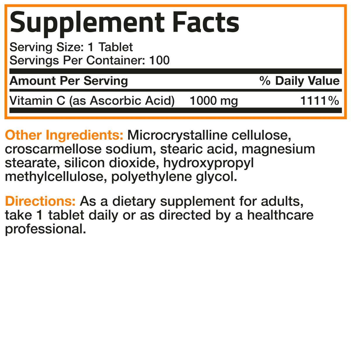 Bronson Vitamin C 1000 mg Premium Non-GMO Ascorbic Acid