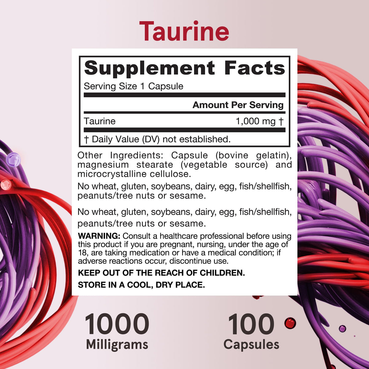 Jarrow Formulas Taurine 1000 mg Amino Acid - 100 Capsules - image 6