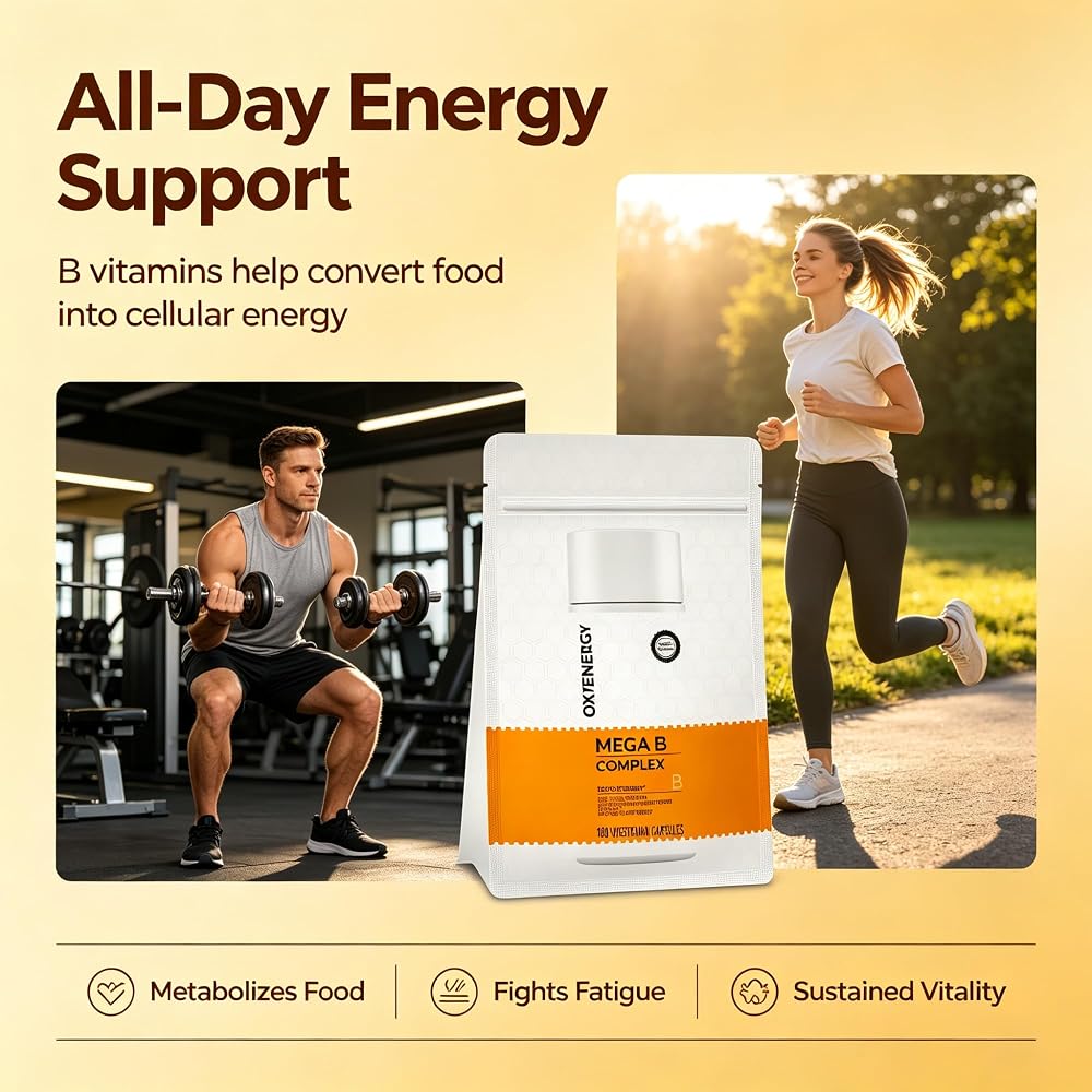 OxyEnergy Mega Vitamin B Complex for Energy & Brain Support - 180 Capsules - image 2
