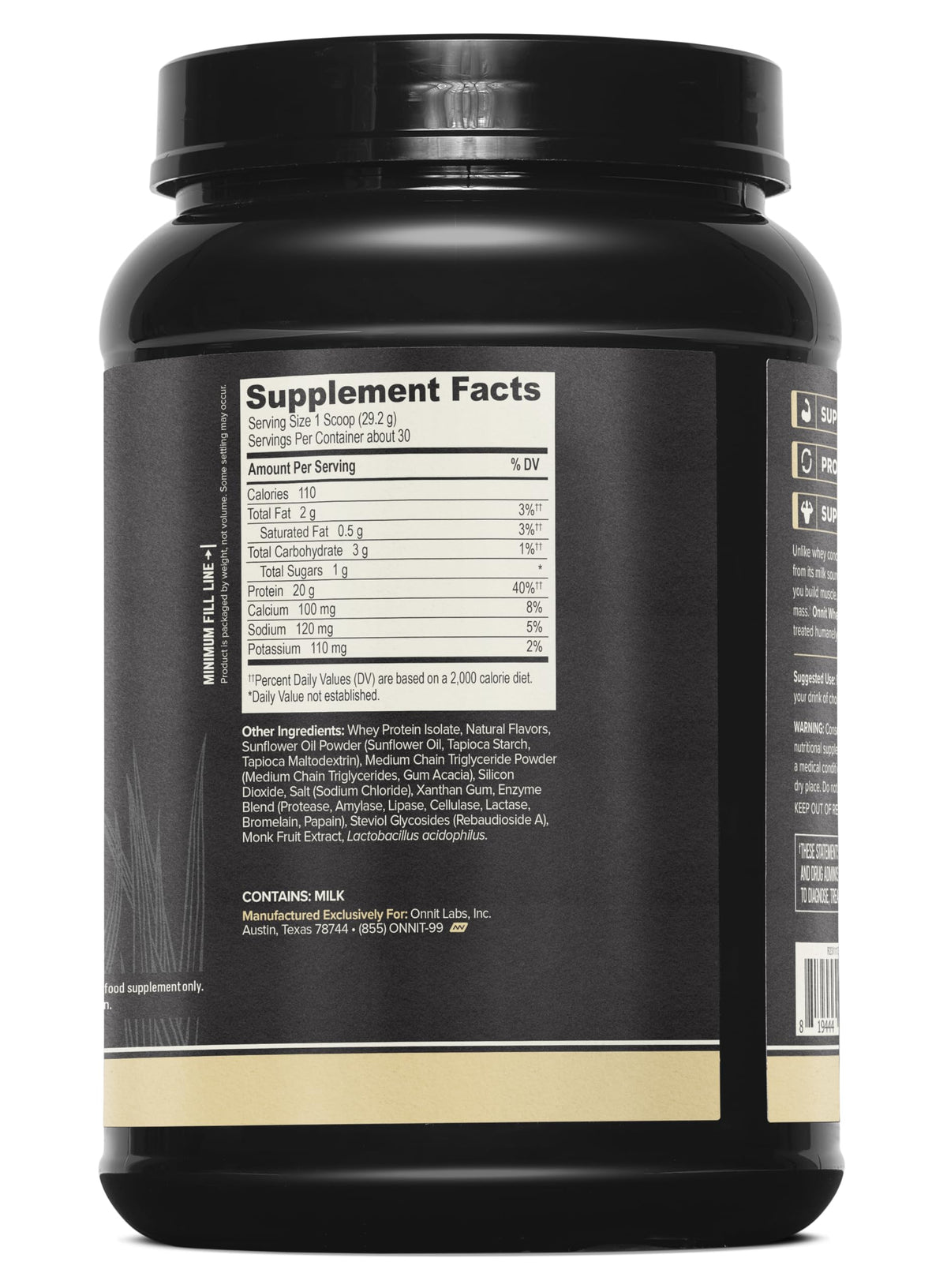ONNIT Grass Fed Whey Isolate Protein Powder