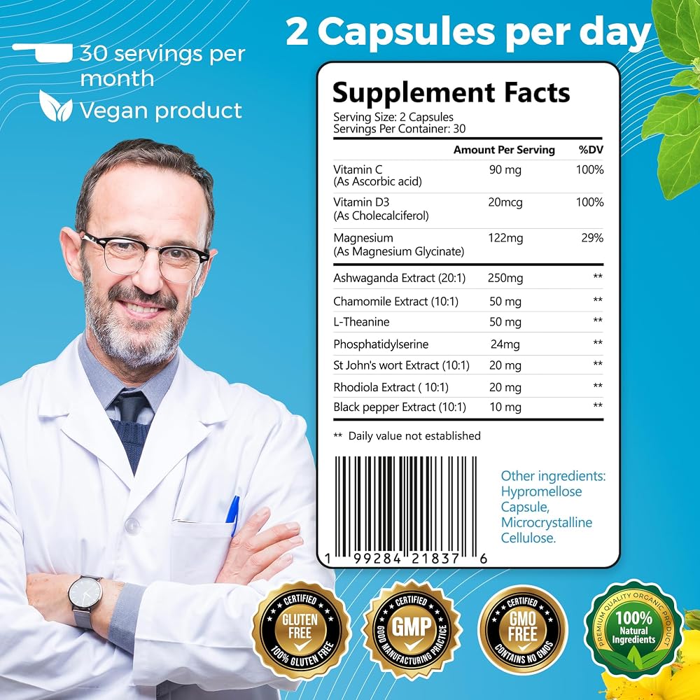 Welldiet 10-in-1 Cortisol Supplement with Ashwagandha - 60 Capsules - image 5