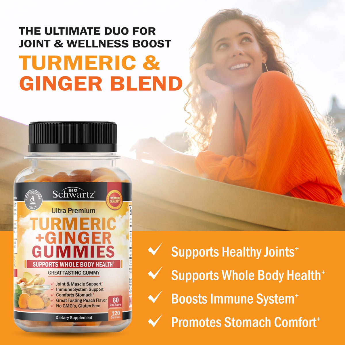 BioSchwartz Turmeric Curcumin with Ginger Gummies - 120 Count - image 2