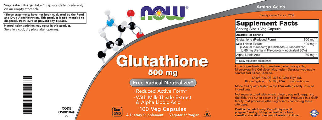 NOW Foods Glutathione 500 mg - 100 Vegetarian Capsules - image 4