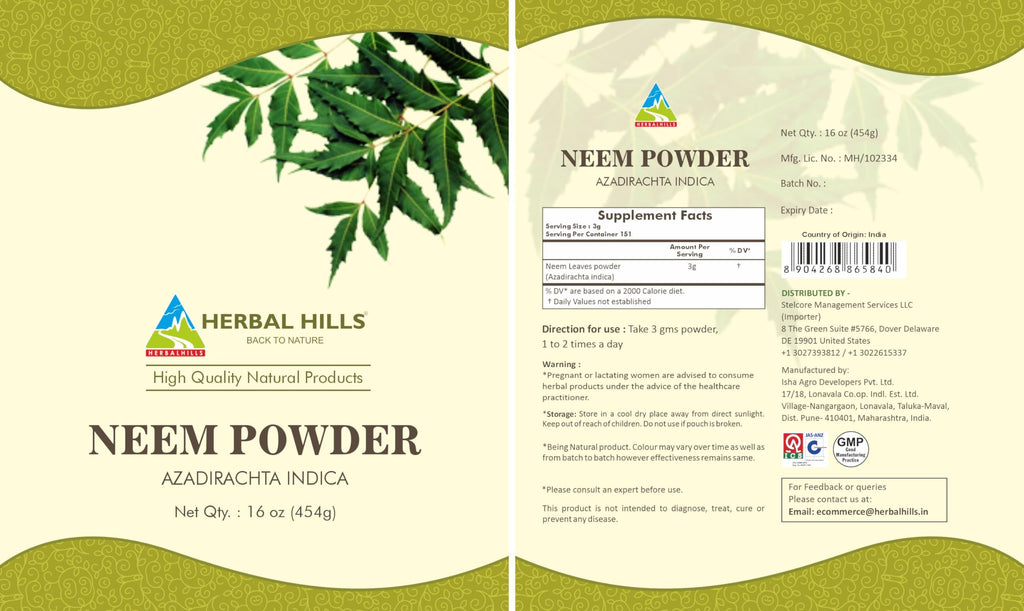 HERBAL HILLS Neem Powder Pure Neem Leaf - 16 oz - image 4