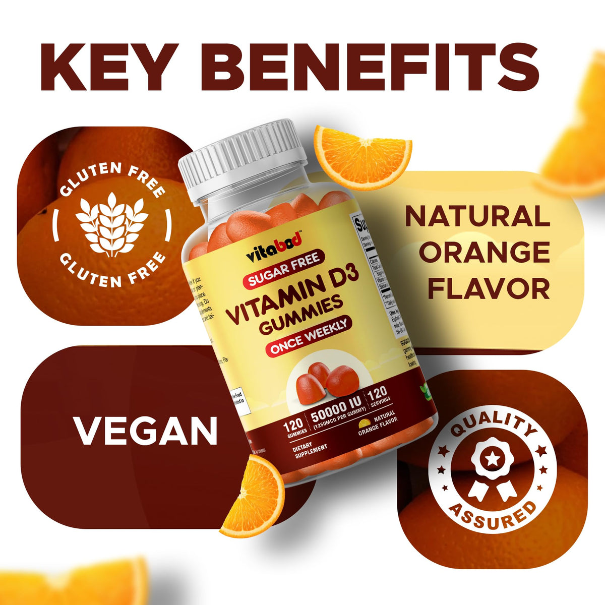 Vitabod Sugar-Free Vitamin D3 50,000 IU Weekly Gummies - 120 Count - image 5