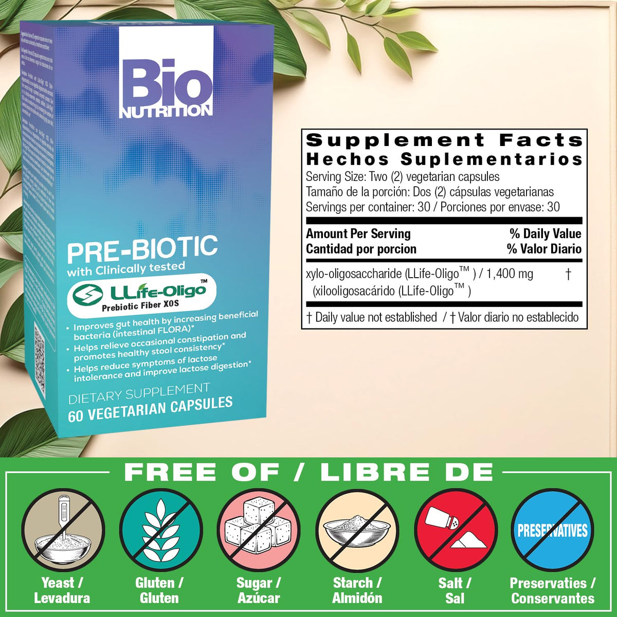 Bio Nutrition Pre-Biotic with Life-Oligo XOS Prebiotic Fiber - image 2