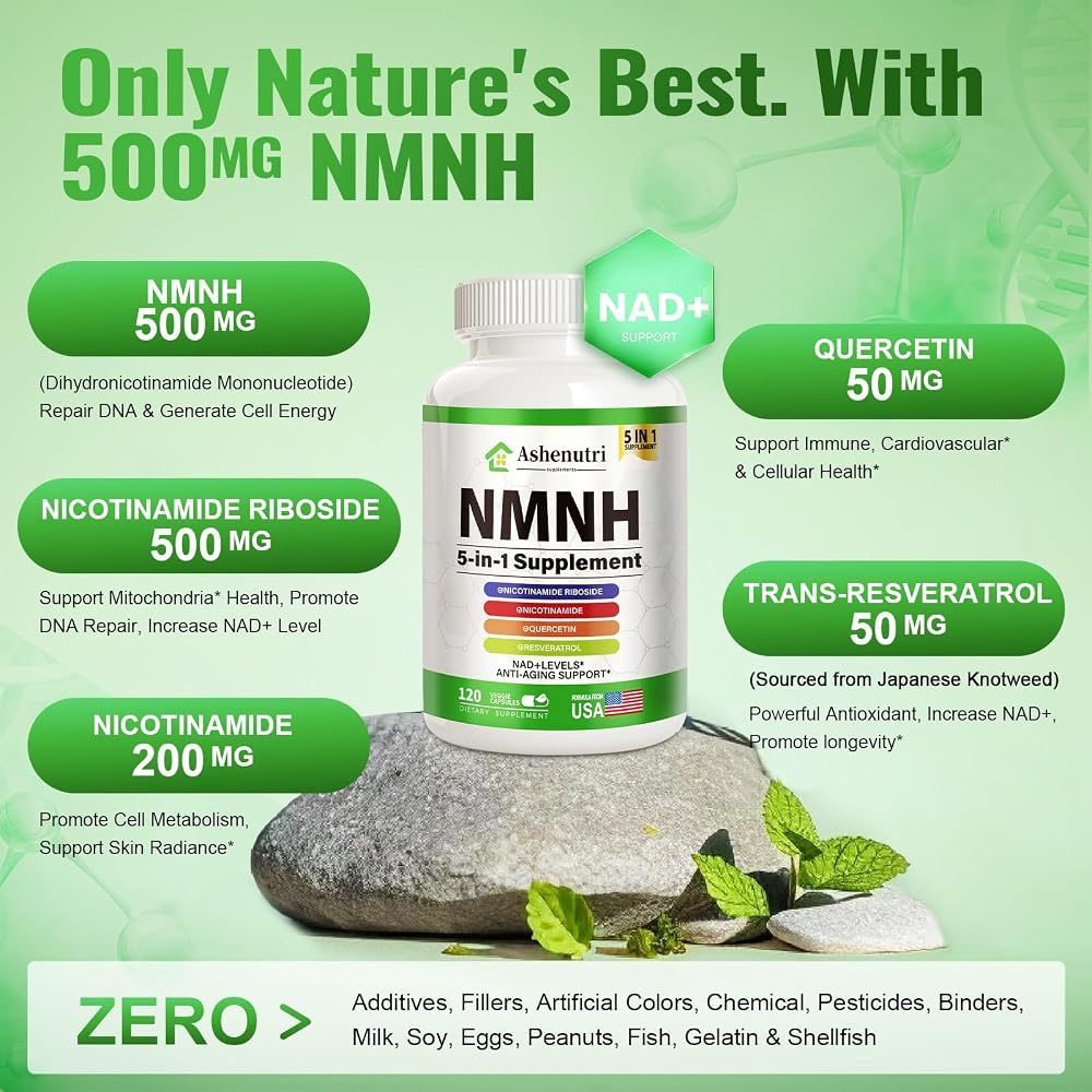 Ashenutri NMNH Supplement NAD+ Support - 120 Capsules - image 2