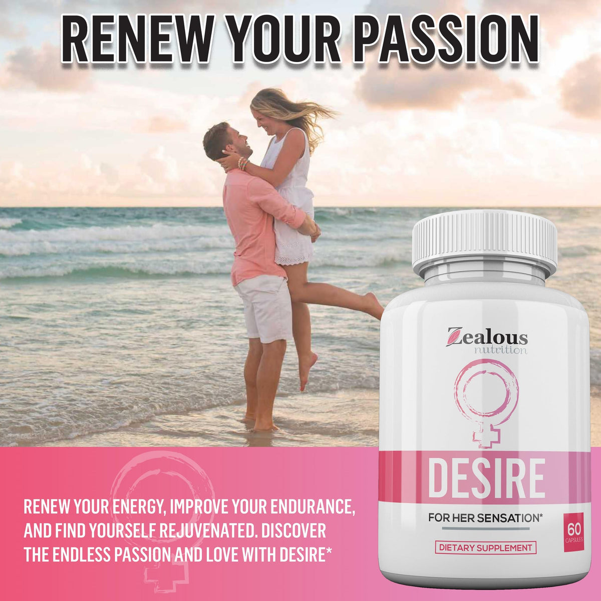 Zealous Nutrition Desire Female Drive Enhancement Capsules - 60 Capsules - image 3