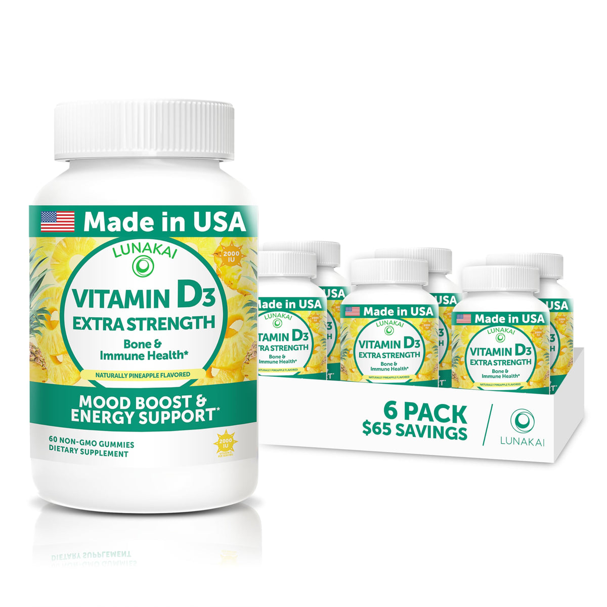 Lunakai Vitamin D3 2000 IU Gummies - 360 Count (6 Pack)