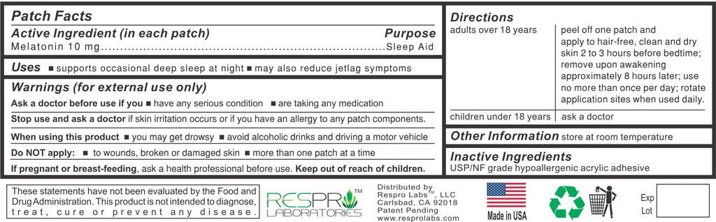 Respro Laboratories Natural Melatonin Patch 10 mg - 30 Patches - image 2