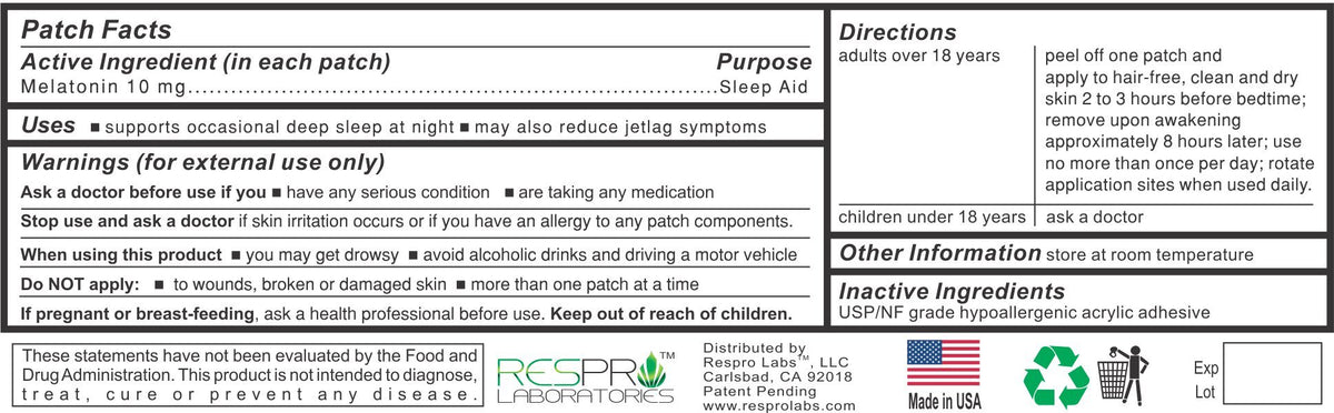 Respro Laboratories Natural Melatonin Patch 10 mg - 30 Patches - image 2