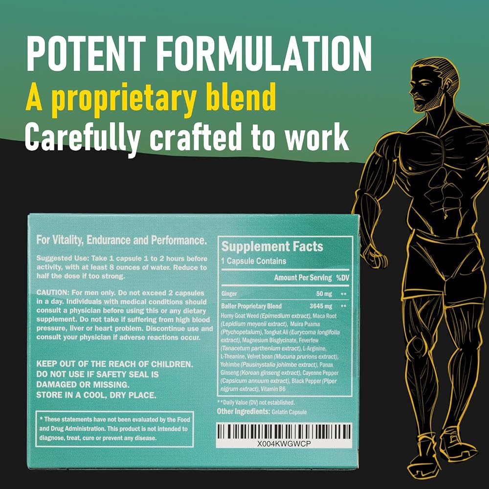 GLADTON Baller Men's Stamina & Performance Support - 10 Capsules - image 4