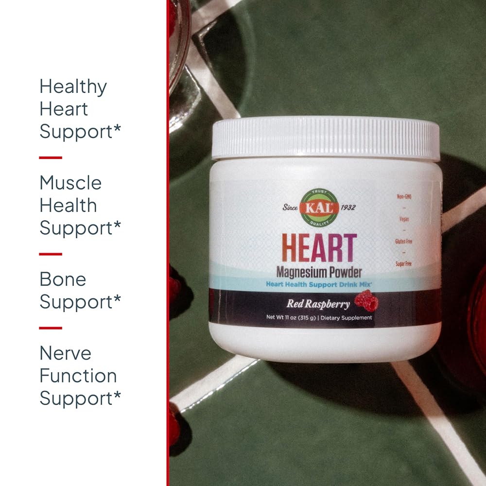 KAL Heart Magnesium Powder Red Raspberry for Heart Health - 70 Servings - image 3
