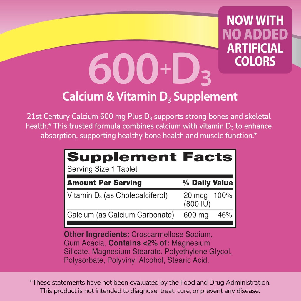 21st Century Calcium Plus D Supplement Tablet 600 mg - 400 Tablets - image 2