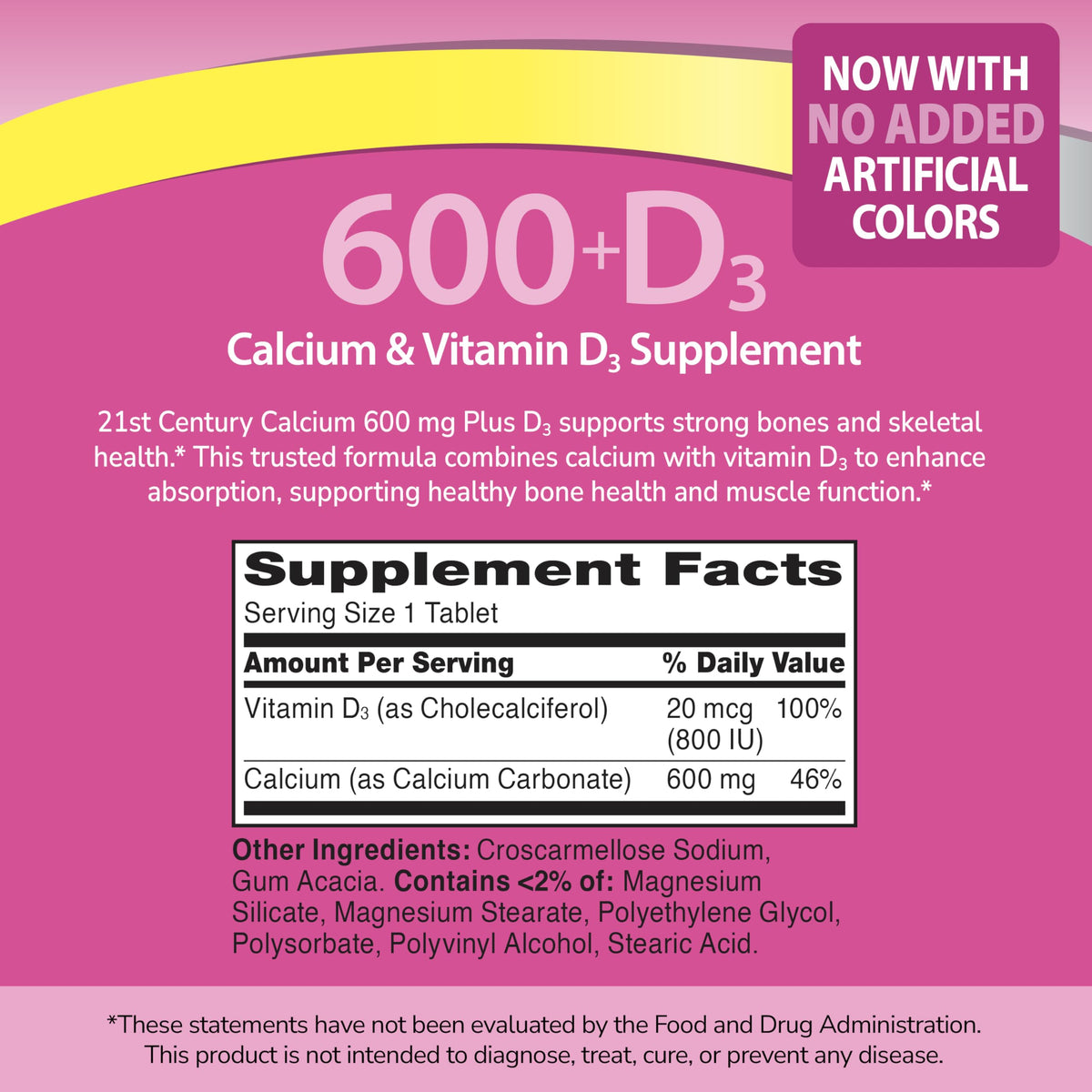 21st Century Calcium Plus D Supplement Tablet 600 mg - 400 Tablets - image 2