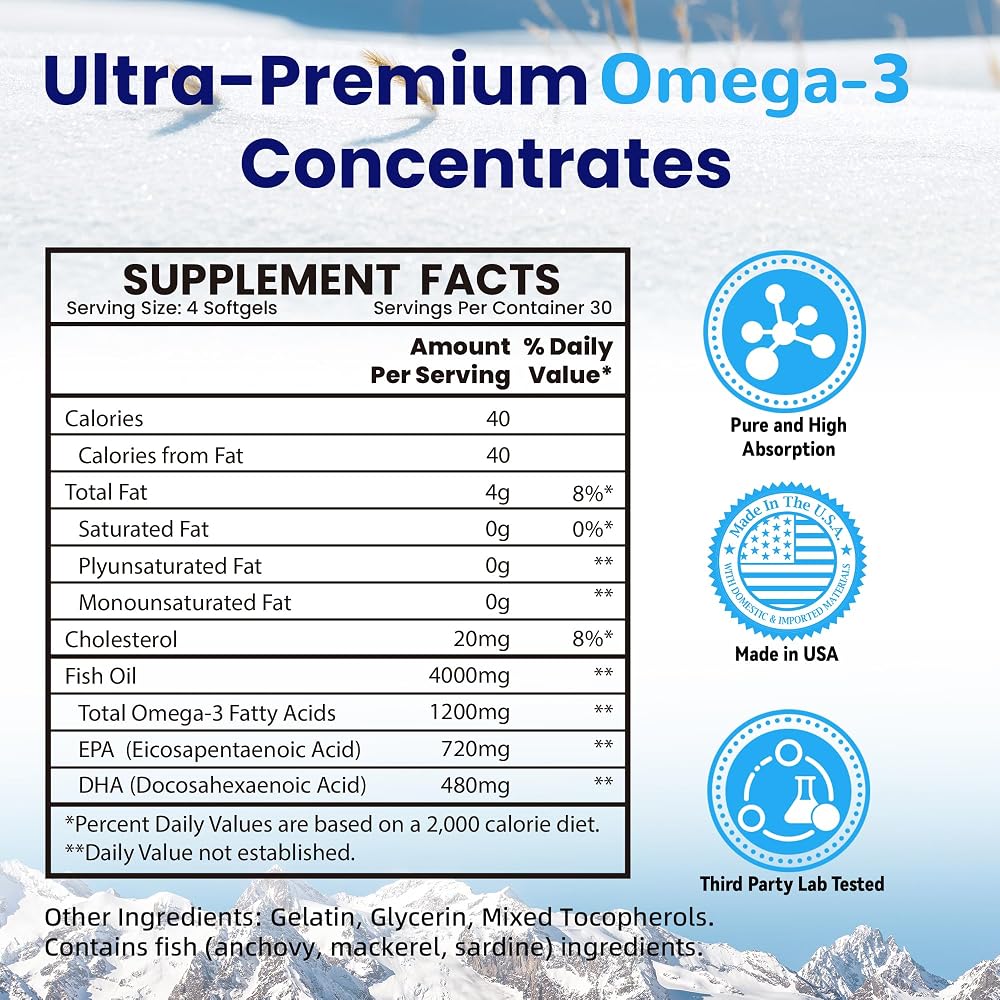 VANI Fish Oil Omega 3 4000mg with EPA & DHA - 120 Softgels - image 2