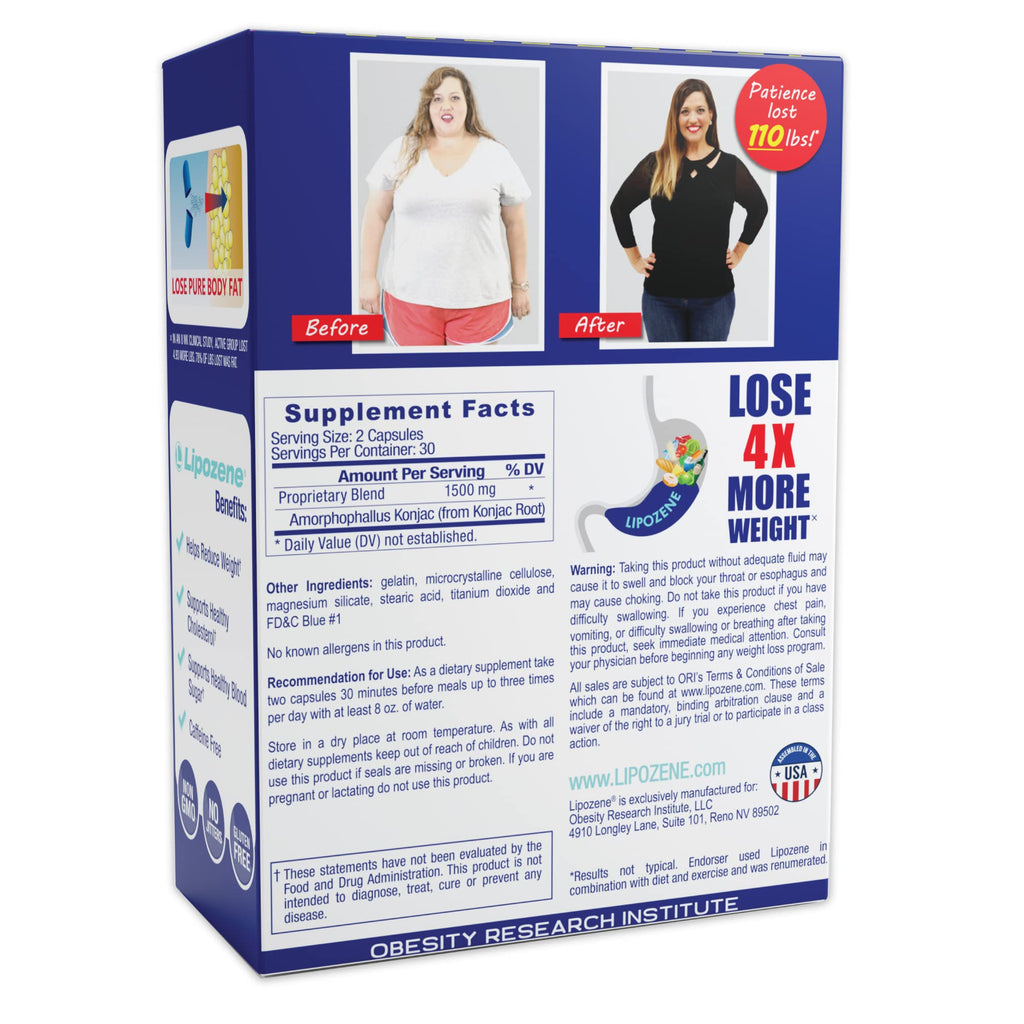 Lipozene Weight Loss Supplement Appetite Control - 120 Capsules - image 2