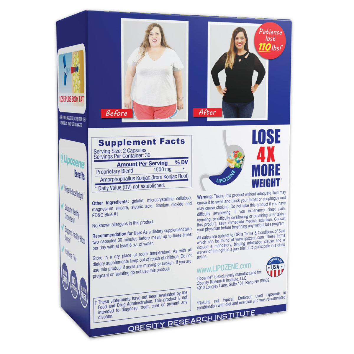 Lipozene Weight Loss Supplement Appetite Control - 120 Capsules - image 2