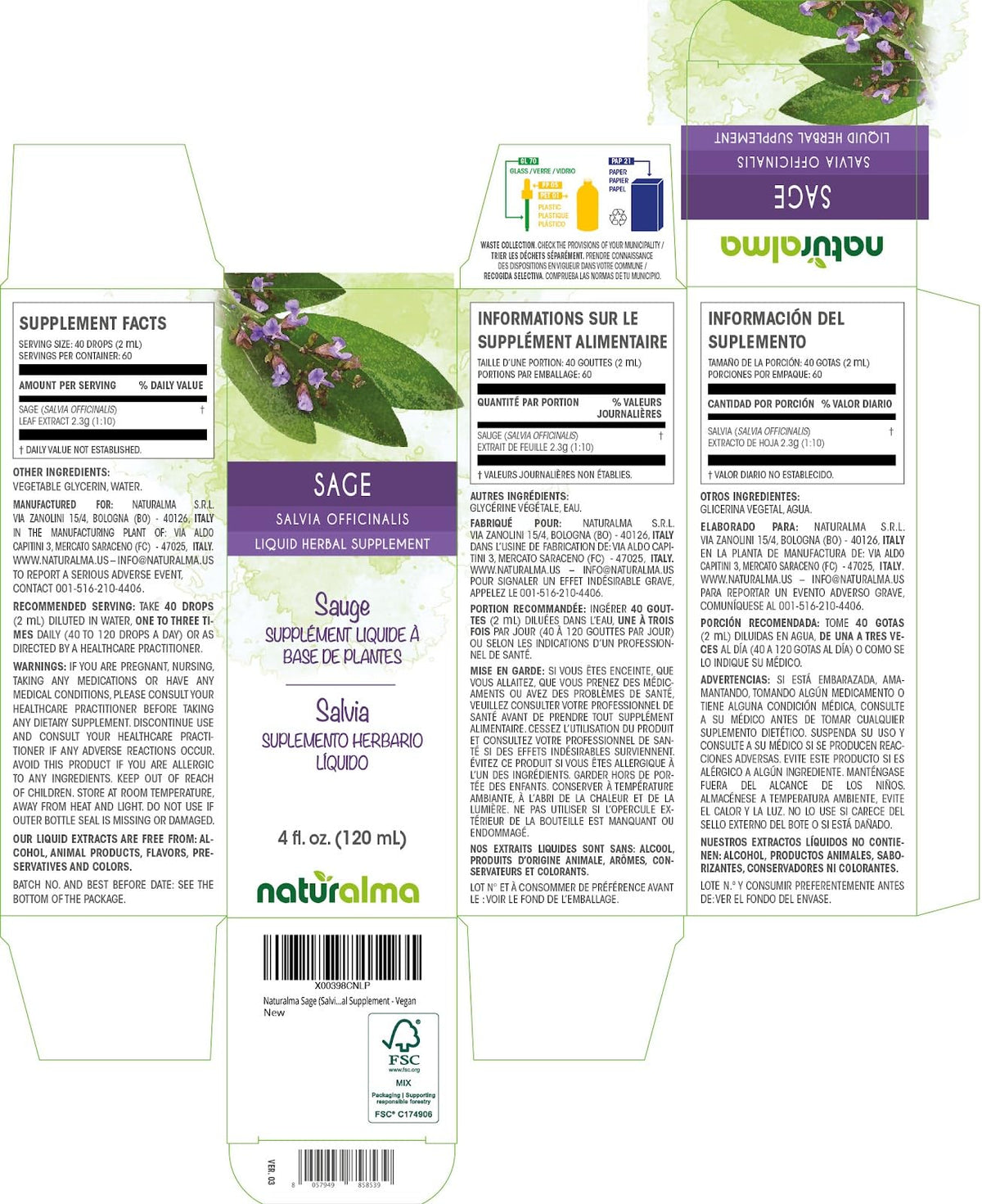 Naturalma Sage Leaf Alcohol-Free Tincture - 4 fl oz - image 2