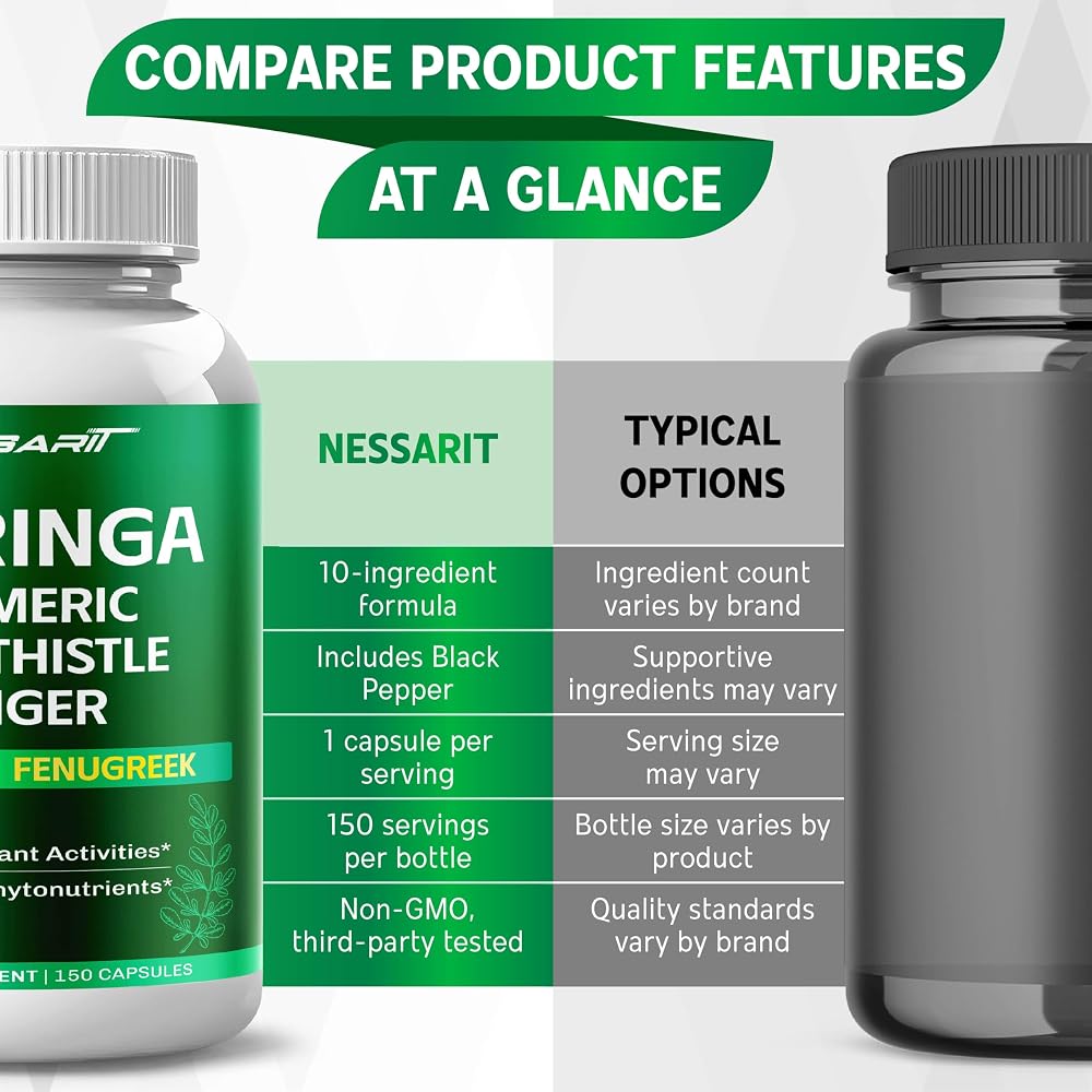 NESSARIT Complete 10-in-1 Moringa with Turmeric - 150 Capsules - image 7