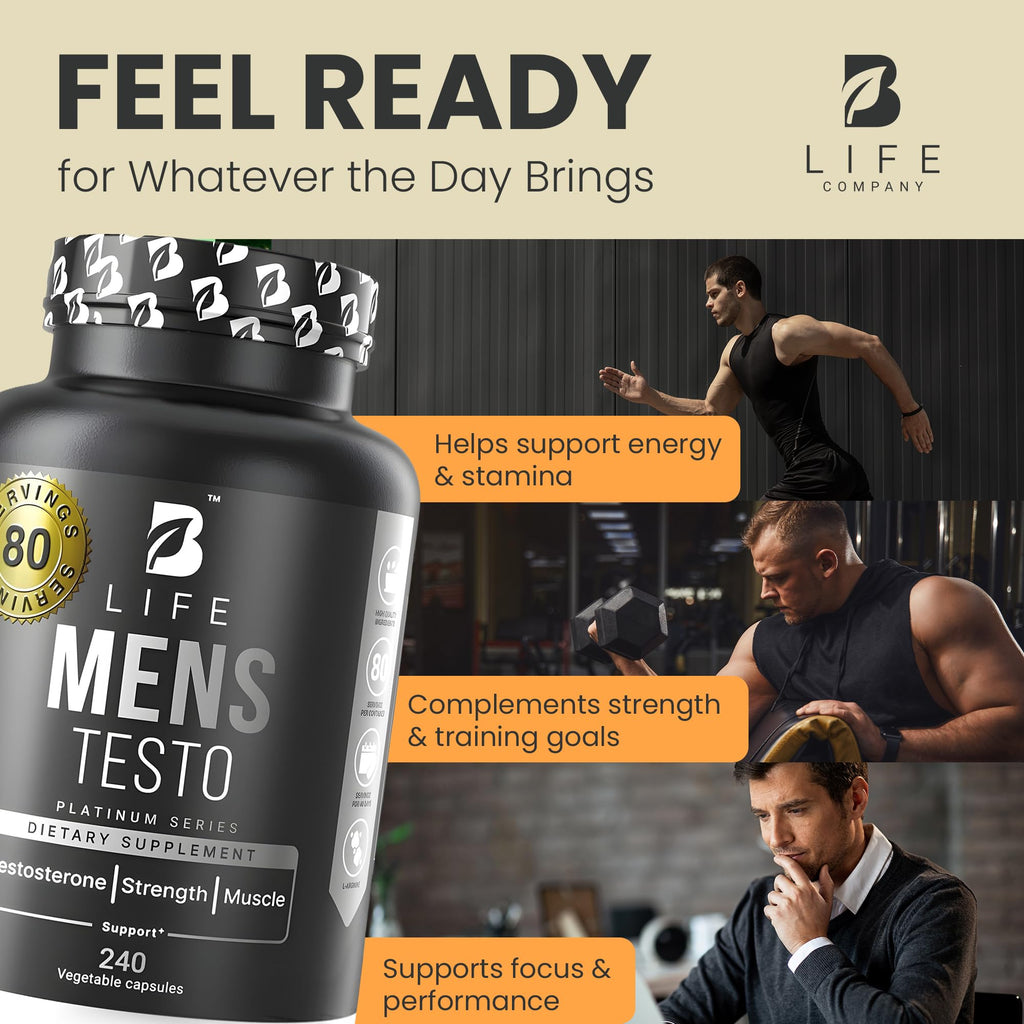 B Life Company Testosterone Booster for Men - 240 Capsules - image 4