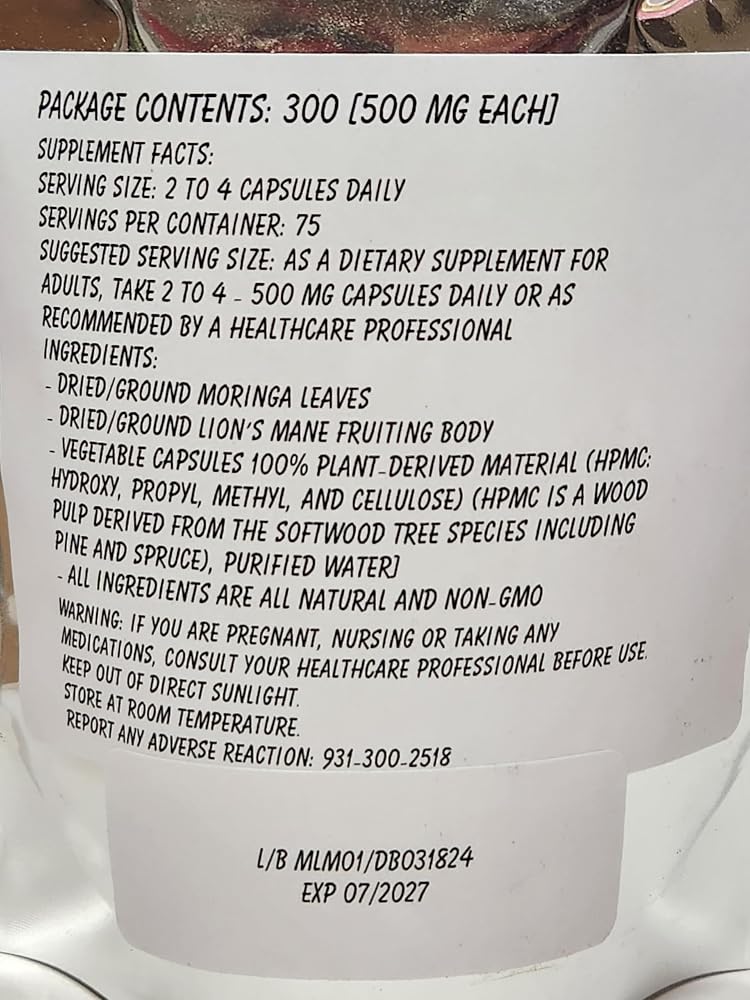 Paisley Farm Moringa Leaf & Lion's Mane Powder Capsules - 300 Pk - image 2