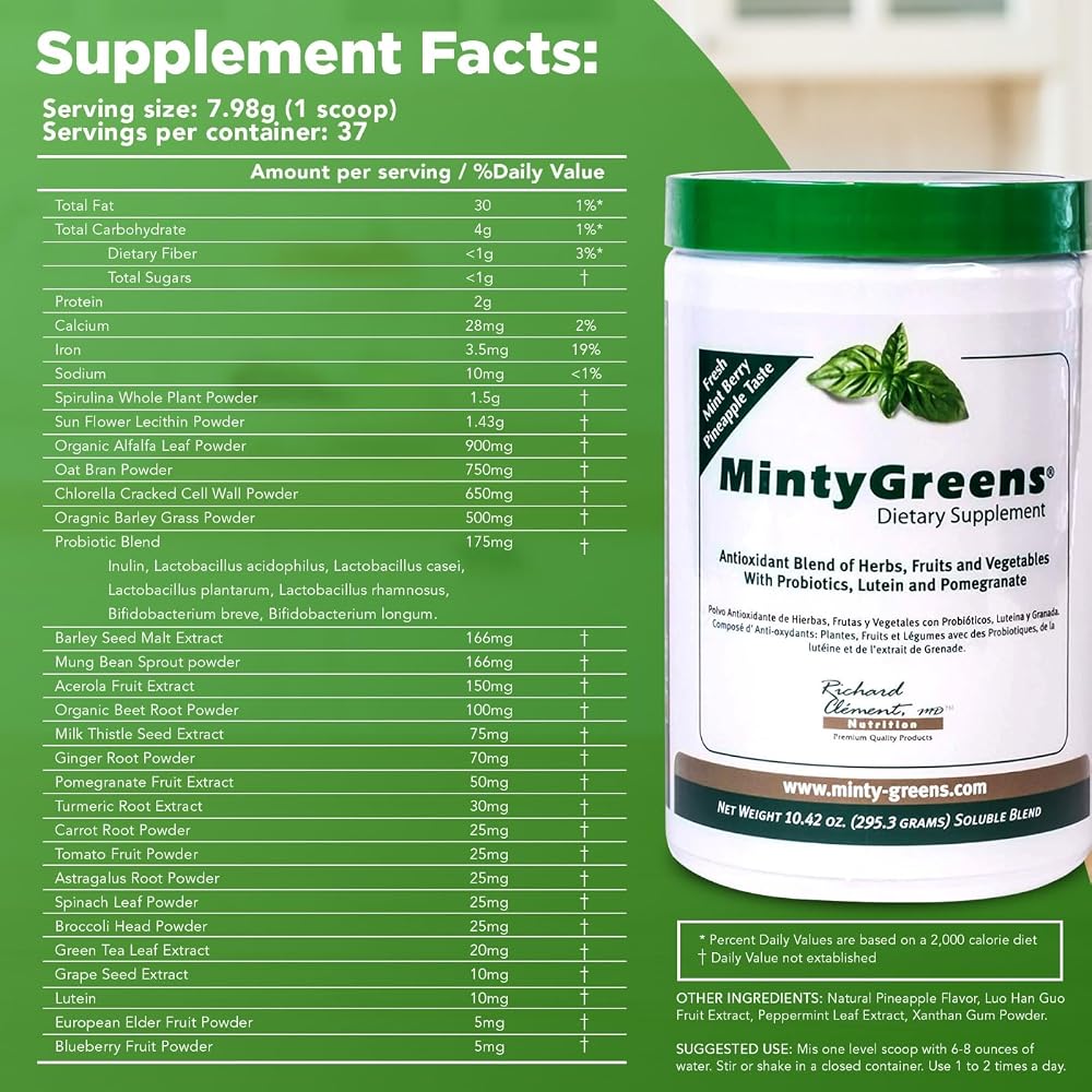 Richard Clement MD Nutrition Minty Greens Superfood Powder - 295g - image 5