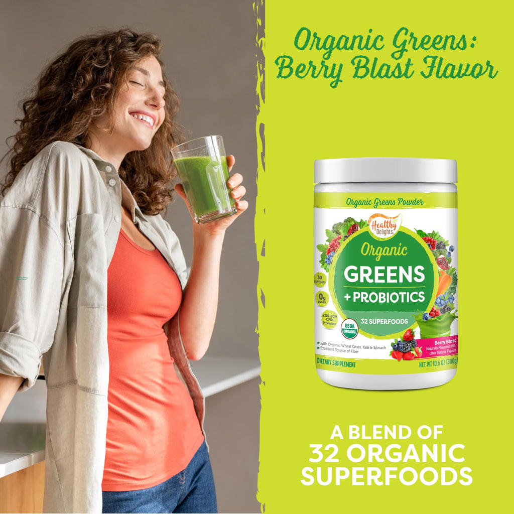 Healthy Delights Organic Greens + Probiotics Powder - 30 Servings - image 3