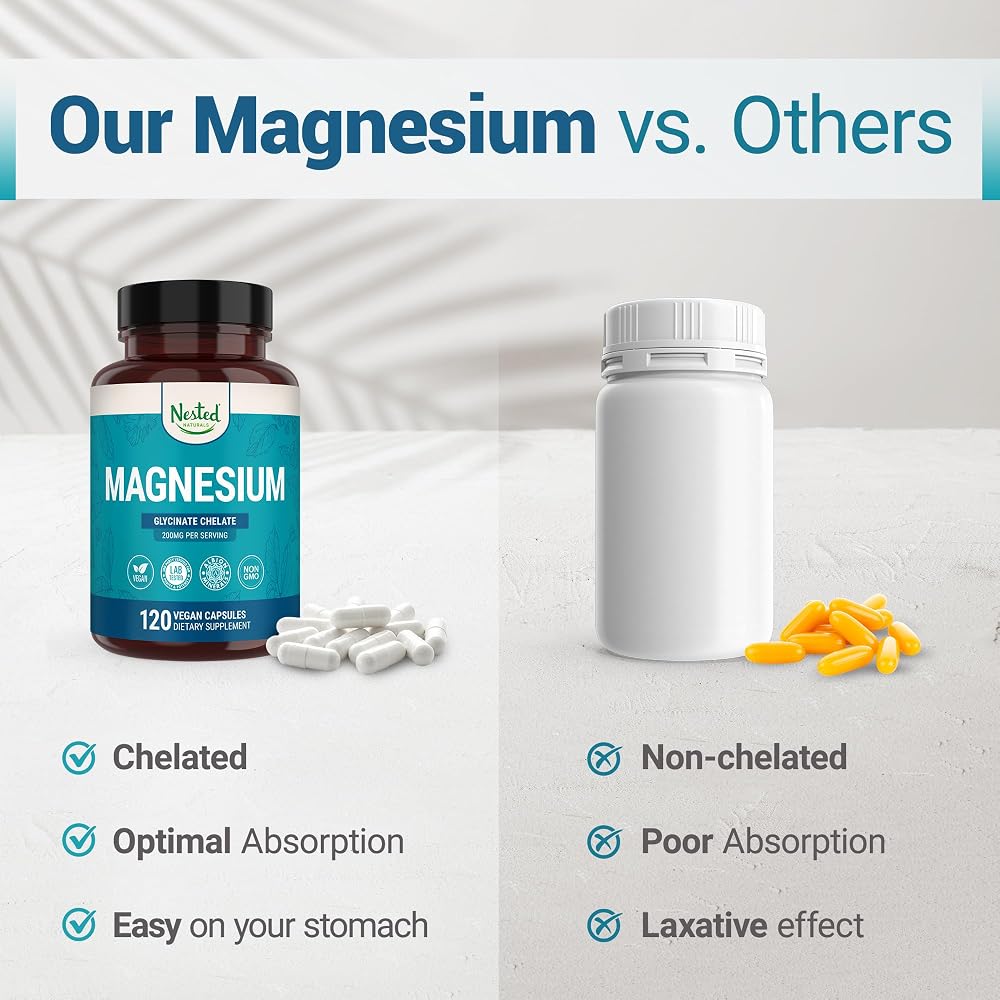 Nested Naturals Magnesium Glycinate 200mg - 240 Vegan Capsules - image 7