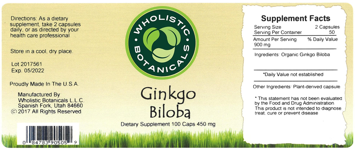 Wholistic Botanicals Ginkgo Biloba Capsule Memory Supplement - 100 Capsules - image 5