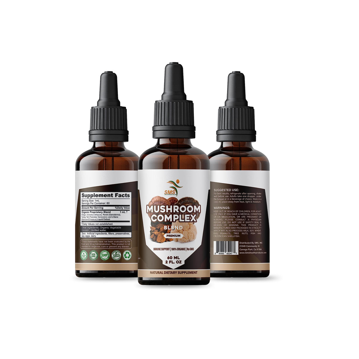 SMSHEALTHPRODUCTS.com Mushroom Complex Tincture Drops - 2 Fl Oz - image 8