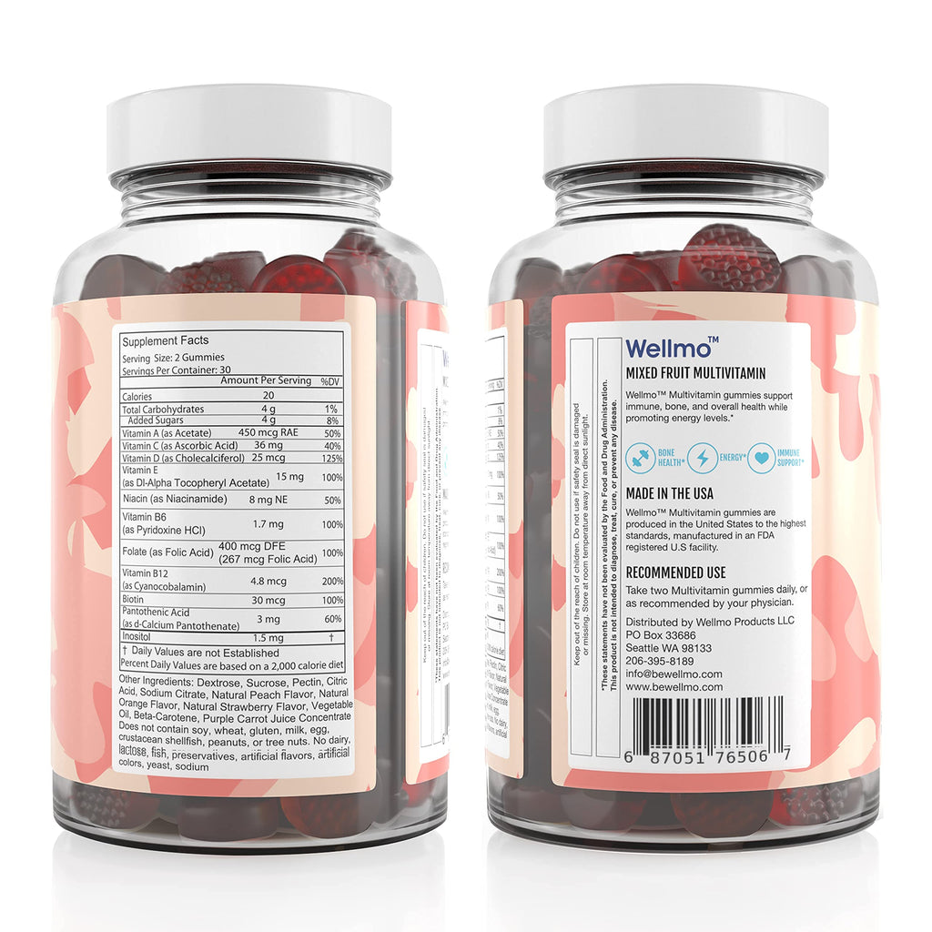 NEWVAVA Wellmo Multi Vitamin Mixed Fruit Flavored Vegan Gummies - 1 Count - image 2
