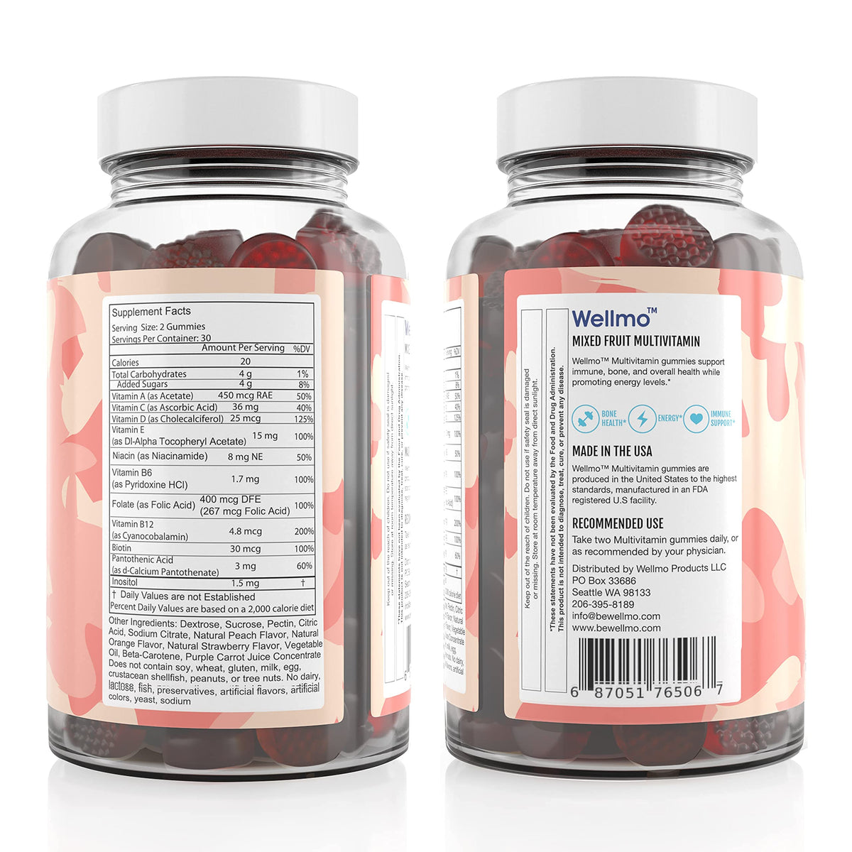 NEWVAVA Wellmo Multi Vitamin Mixed Fruit Flavored Vegan Gummies - 1 Count - image 2