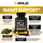 X Gold Health Vitamin D3 K2 K1 Zinc Quercetin Complex - 120 Capsules - image 3