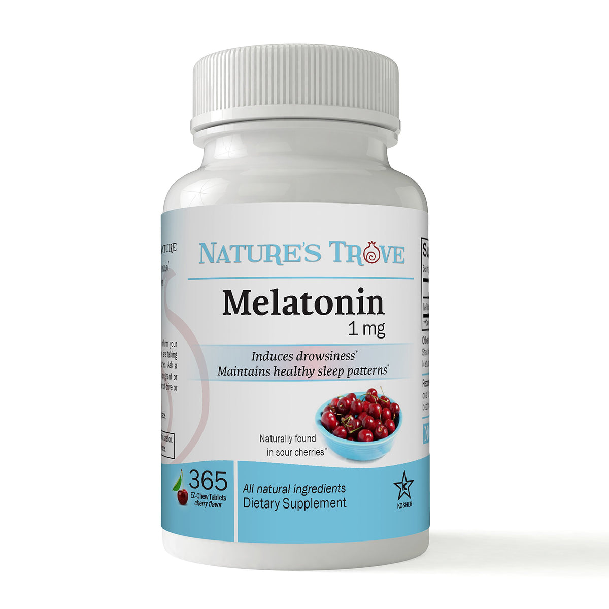 Nature's Trove Melatonin 1mg Sleep Support - 365 Chewable Tablets